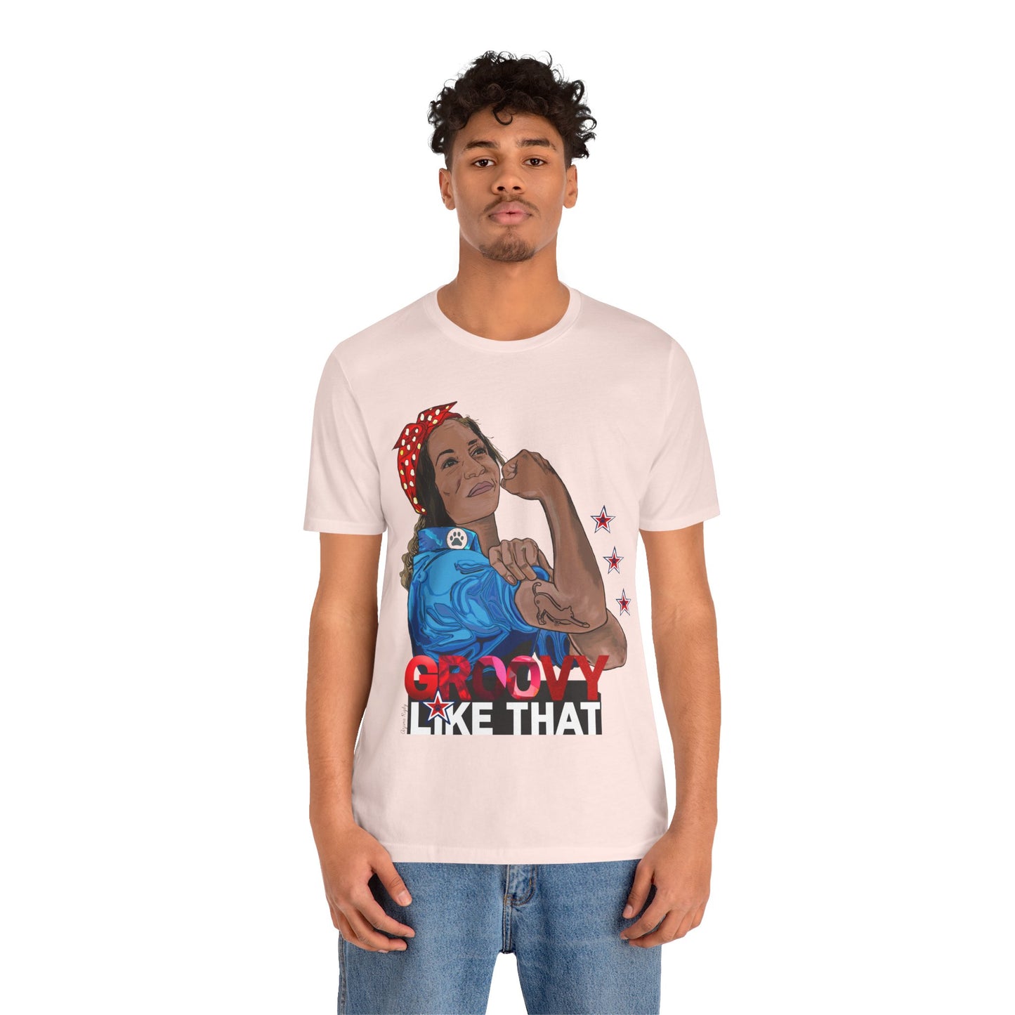 Arjuna Rigby Art & Lifestyle Kamala Harris Childless Cat Lady T-Shirt