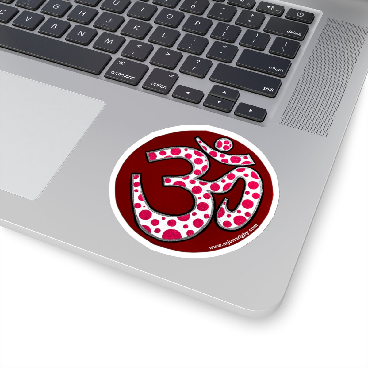Red & Pink Polka Dot OM Sticker - Arjuna Rigby Art and Lifestyle Store