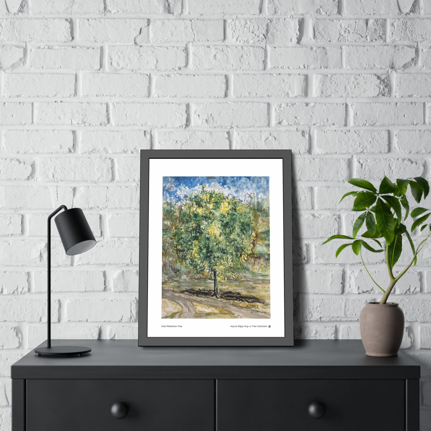 Gold Medallion Tree Framed Fine Art Print
