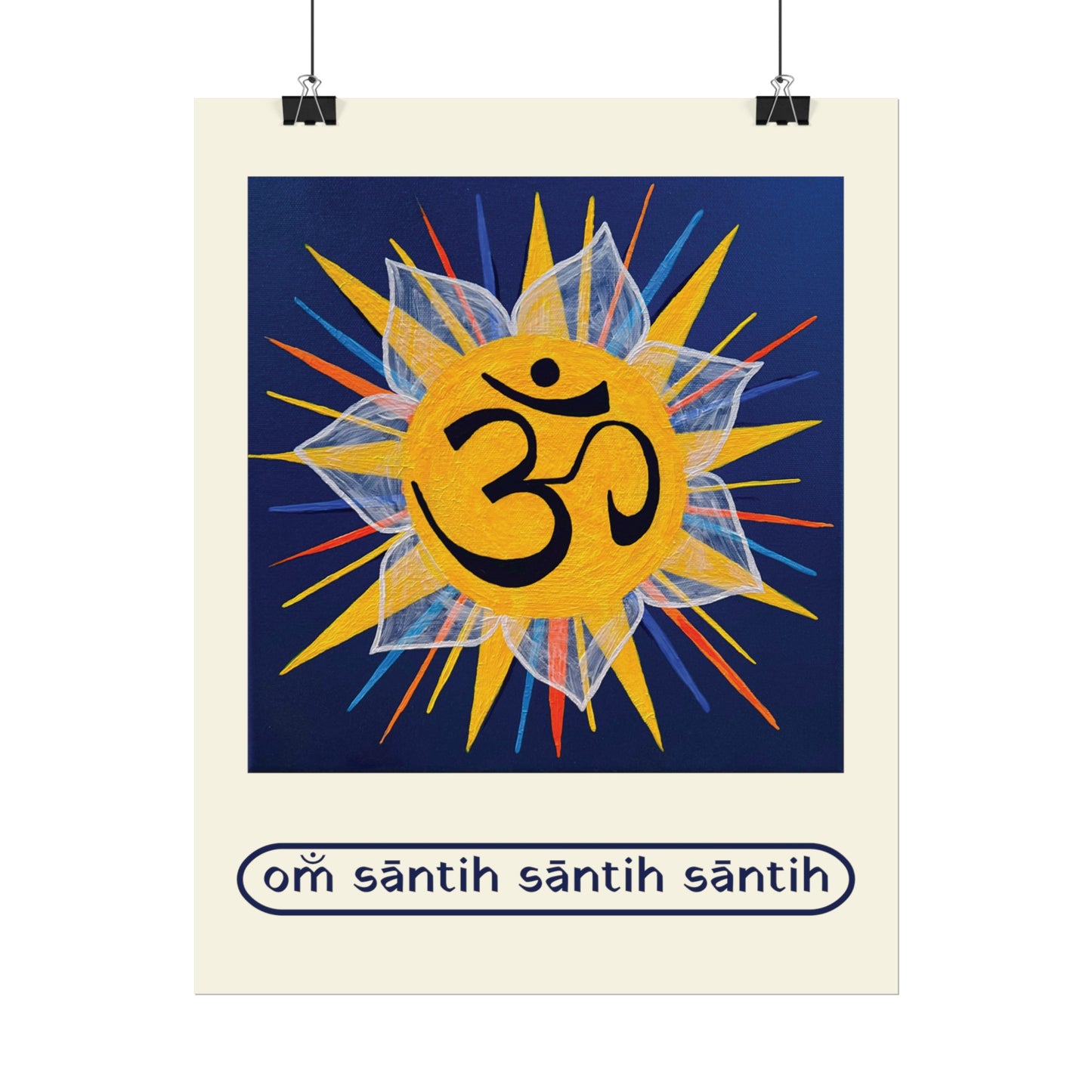 Sunburst OM on Navy Blue Rolled Fine Art Print