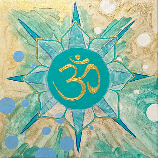Gold & Turquoise Reiki Sunburst Om