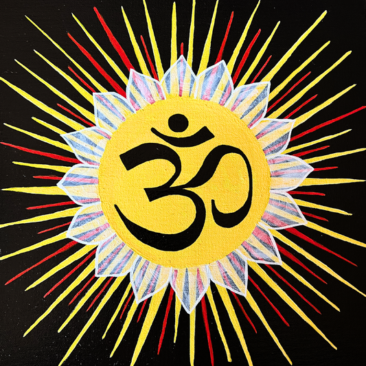 Red & Yellow Sunburst OM 12 x 12 inch painting