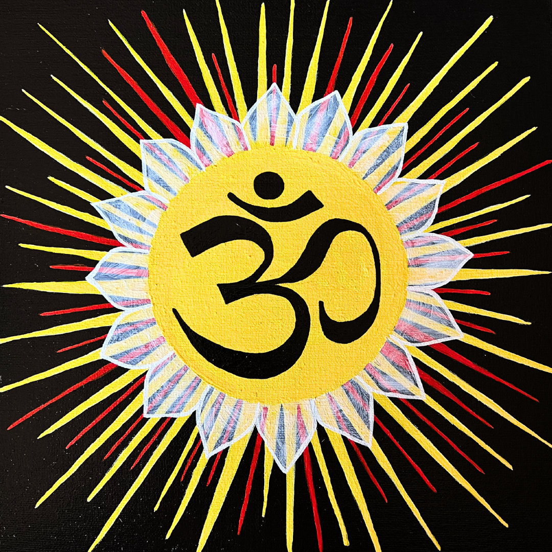 Red & Yellow Sunburst OM 12 x 12 inch painting