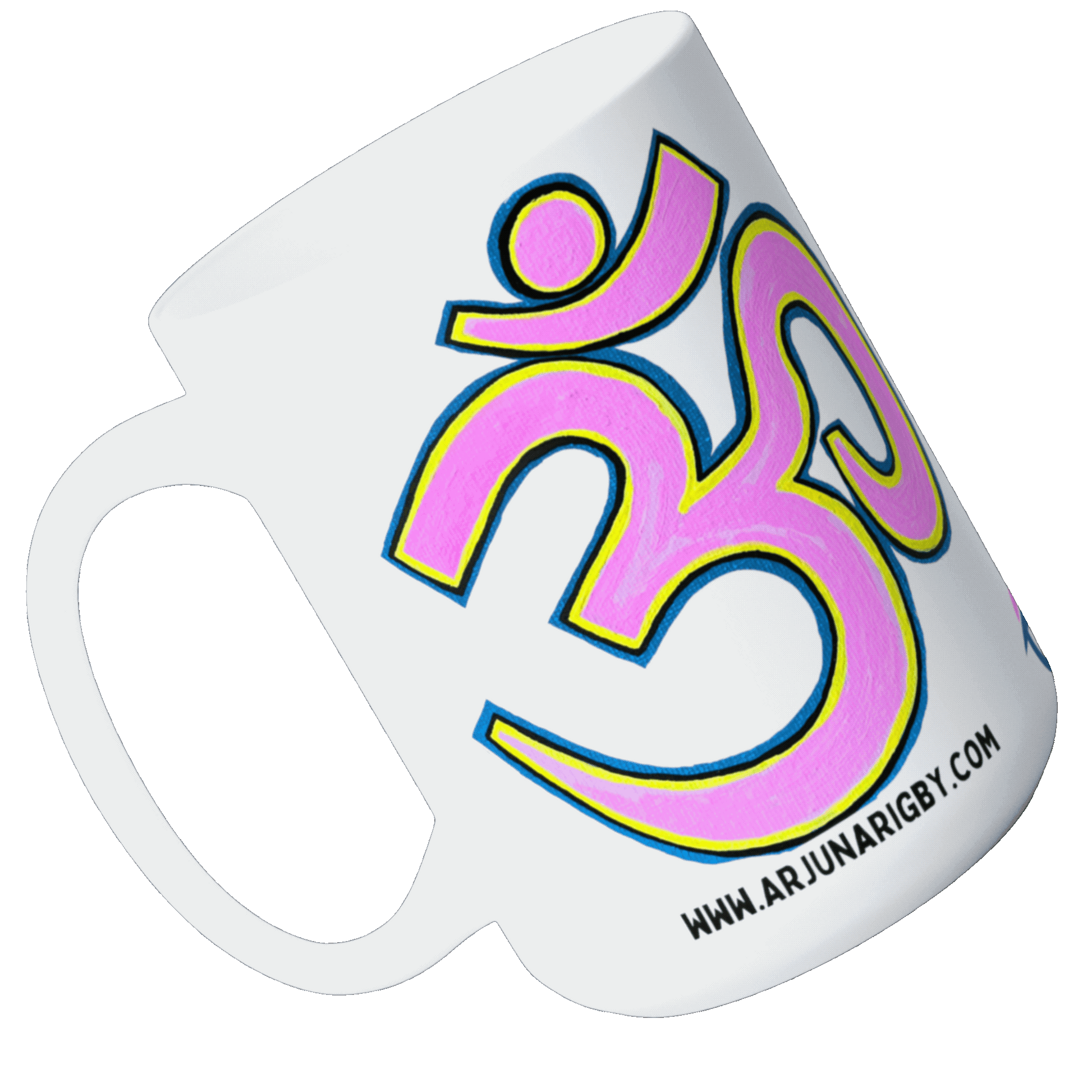 Pink & Yellow OM Jumbo Size Mug - Arjuna Rigby Art and Lifestyle Store