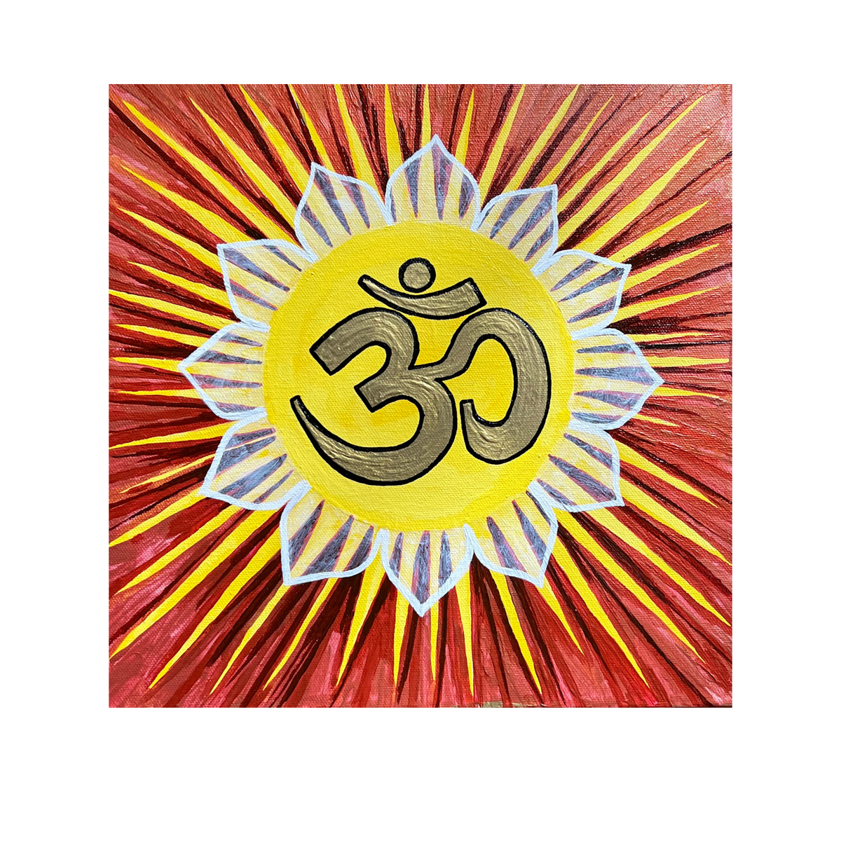 Sunburst OM on Red Gold Background Print - Arjuna Rigby Art and Lifestyle Store