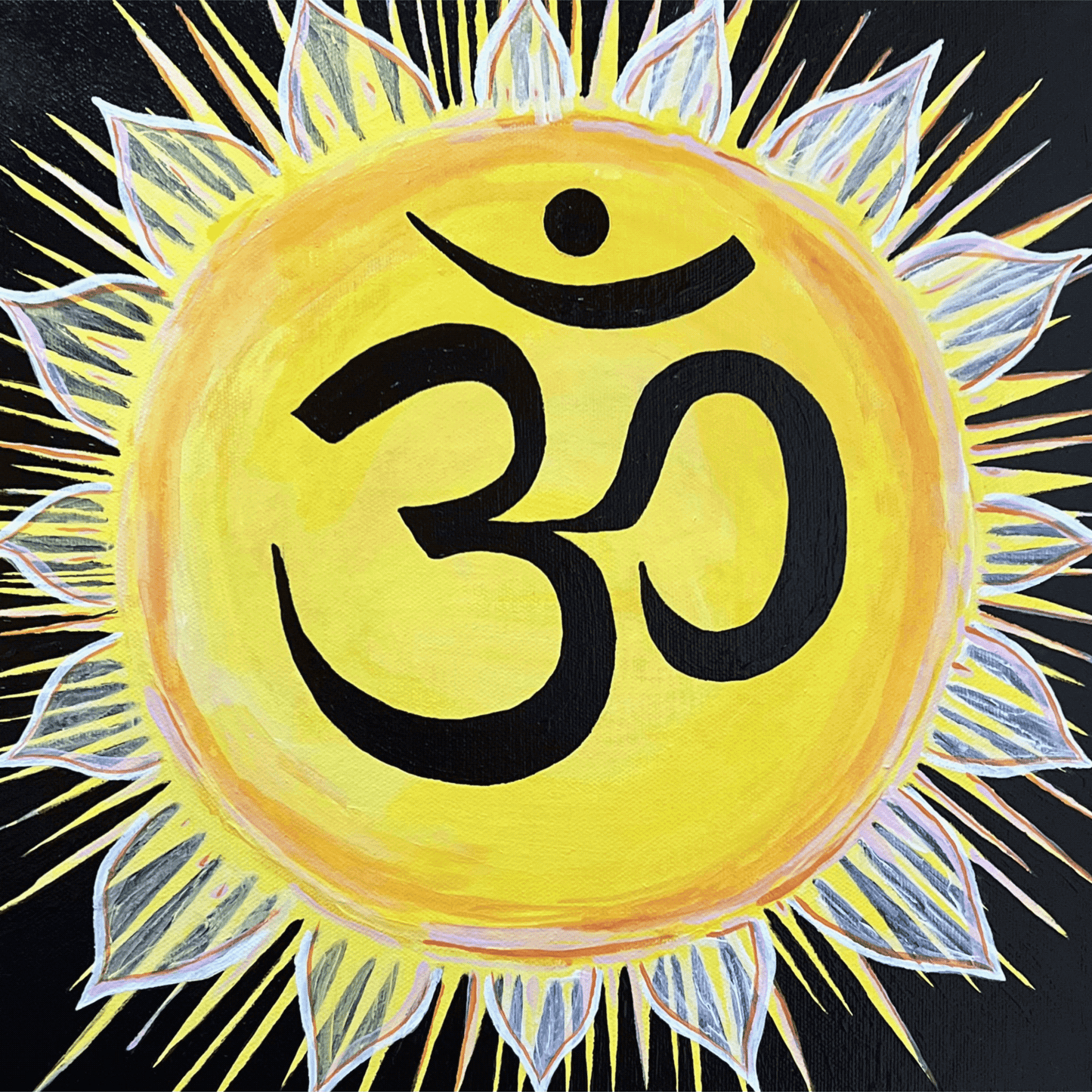 Sunburst AUM on Black Background - Print - Arjuna Rigby Art and Lifestyle Store