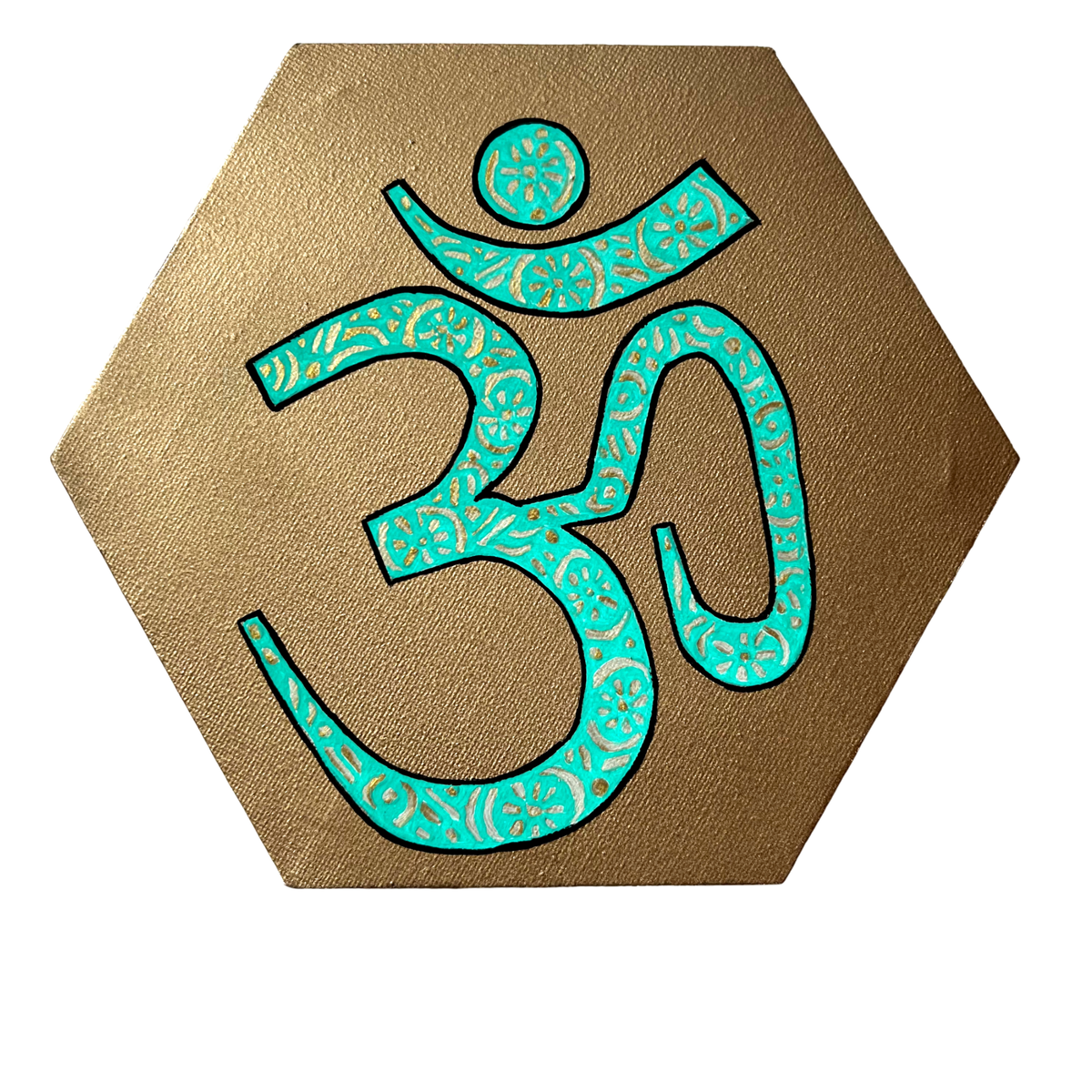 Turquoise & Gold Om - Arjuna Rigby Art and Lifestyle Store