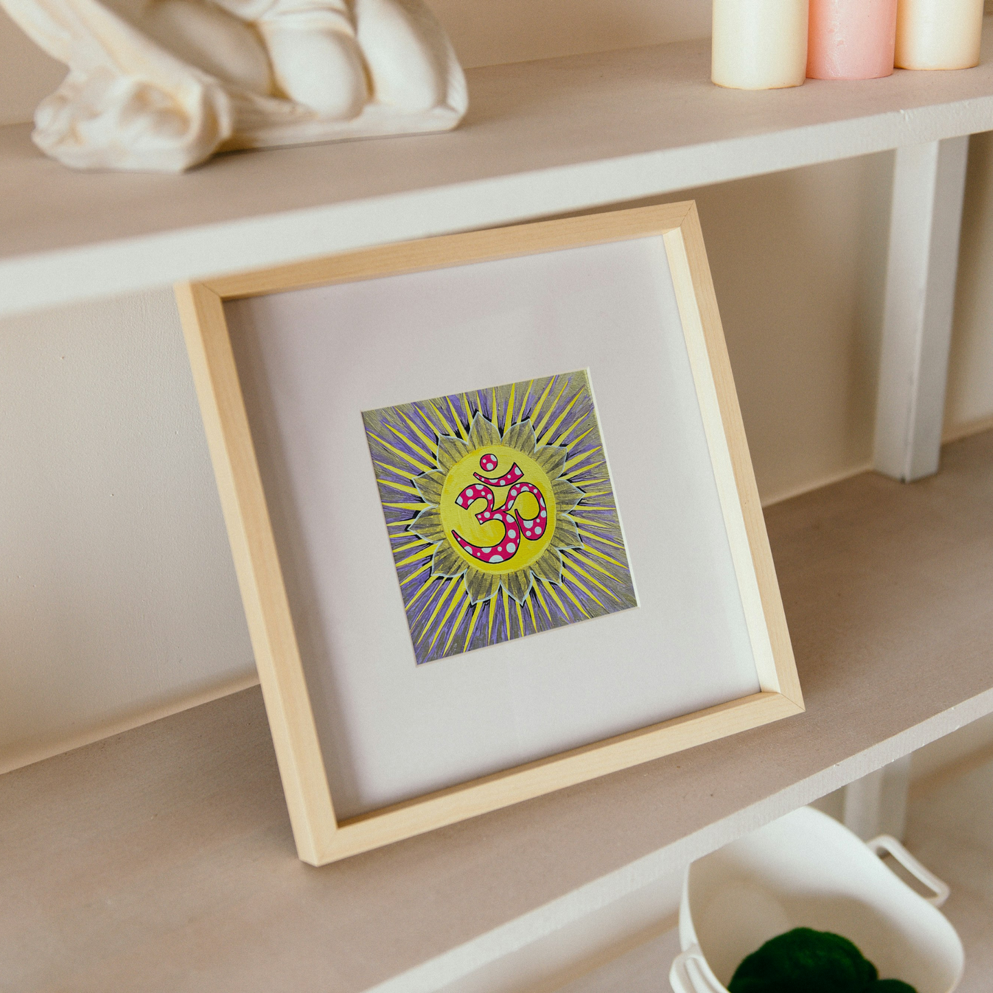 Polka Dot Sunburst OM 12 x 12 inch painting - Arjuna Rigby Art and Lifestyle Store