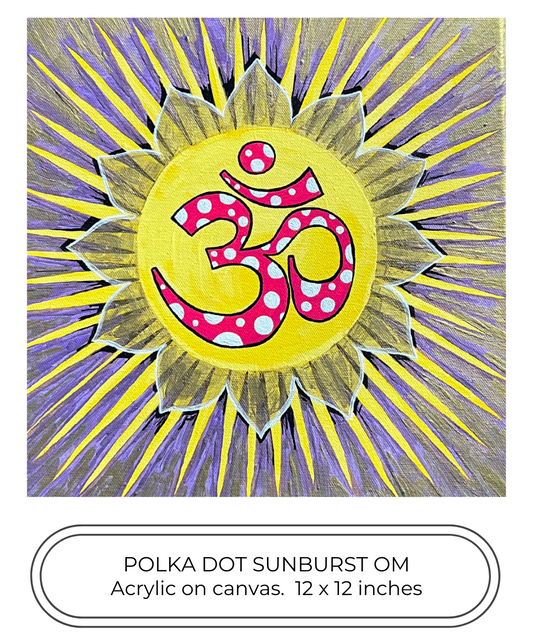 Polka Dot Sunburst OM 12 x 12 inch painting - Arjuna Rigby Art and Lifestyle Store
