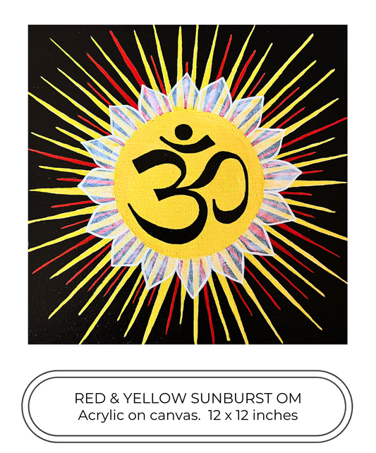 Red & Yellow Sunburst OM 12 x 12 inch painting