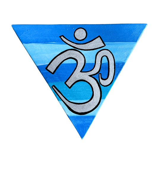 Blue Rainbow Triangle with Silver OM - Arjuna Rigby Art and Lifestyle Store