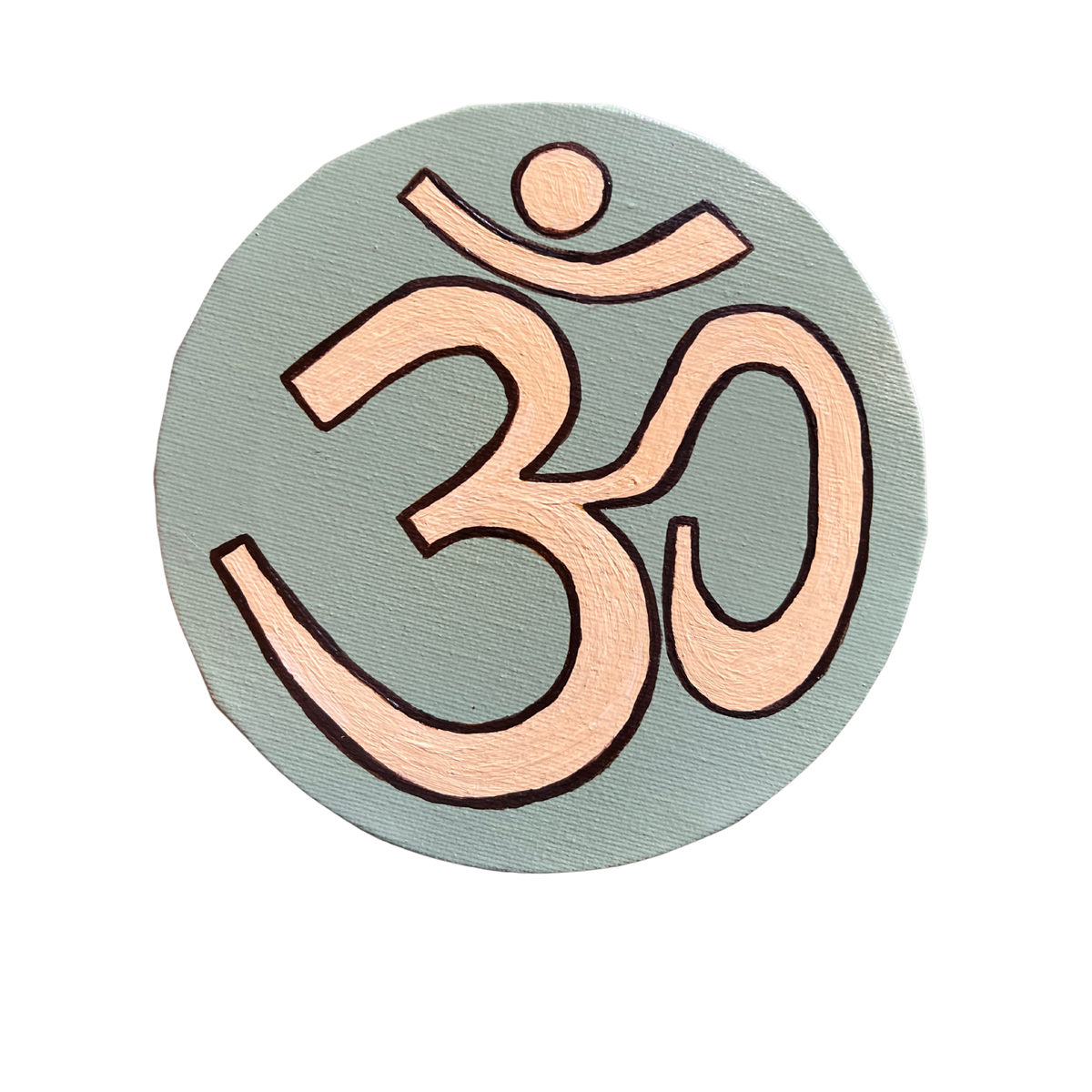 Small Hand Painted OM symbol Circle - Neutral Colors - Arjuna Rigby Art and Lifestyle Store