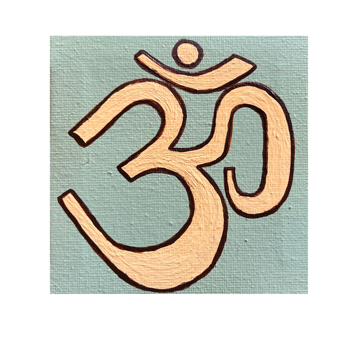 Sage green and pale yellow OM - Arjuna Rigby Art and Lifestyle Store
