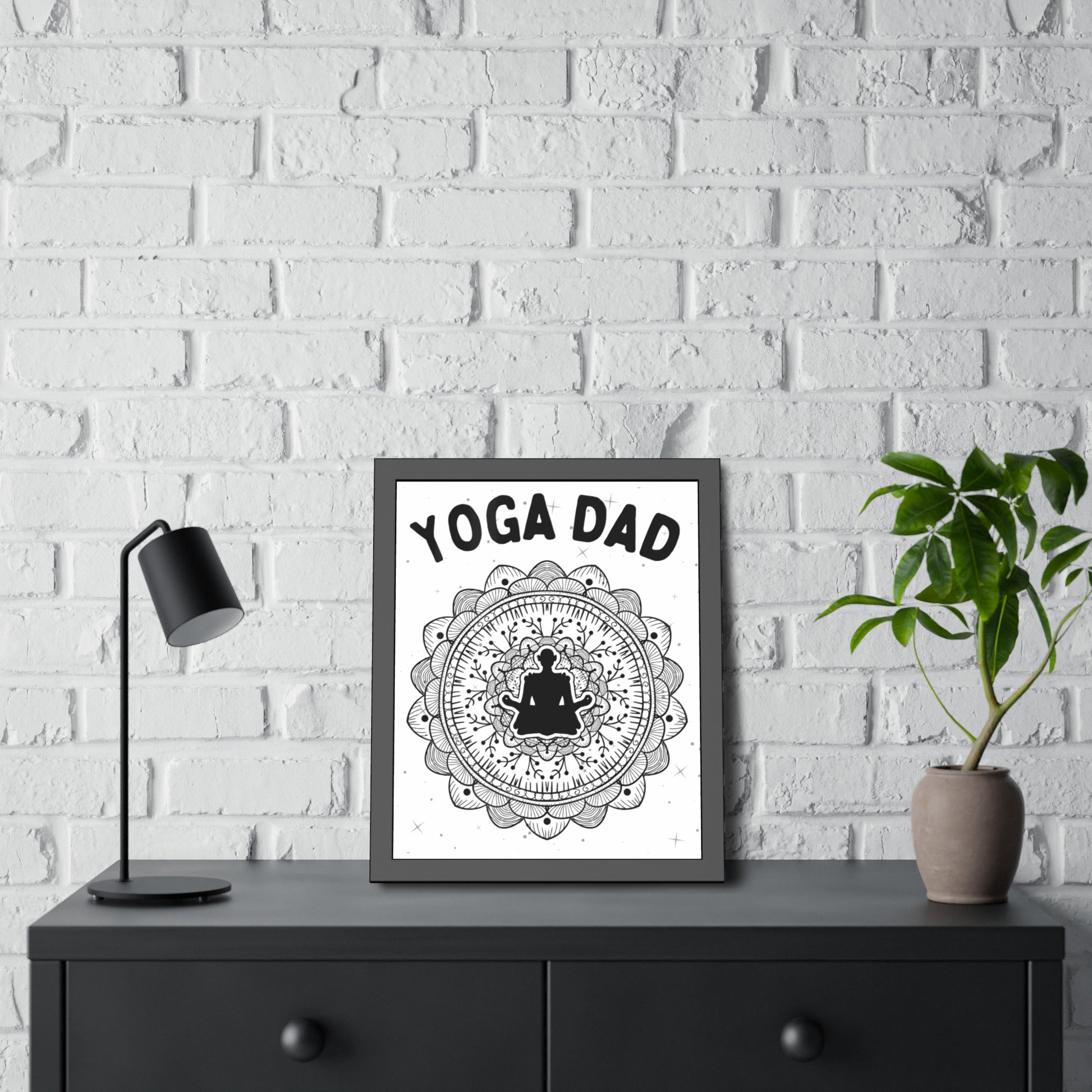 Yoga Dad Framed Fine Art Poster white background - Arjuna Rigby Art and Lifestyle Store