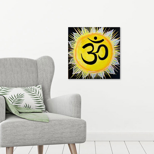 Sunburst AUM on Black Background - Print - Arjuna Rigby Art and Lifestyle Store