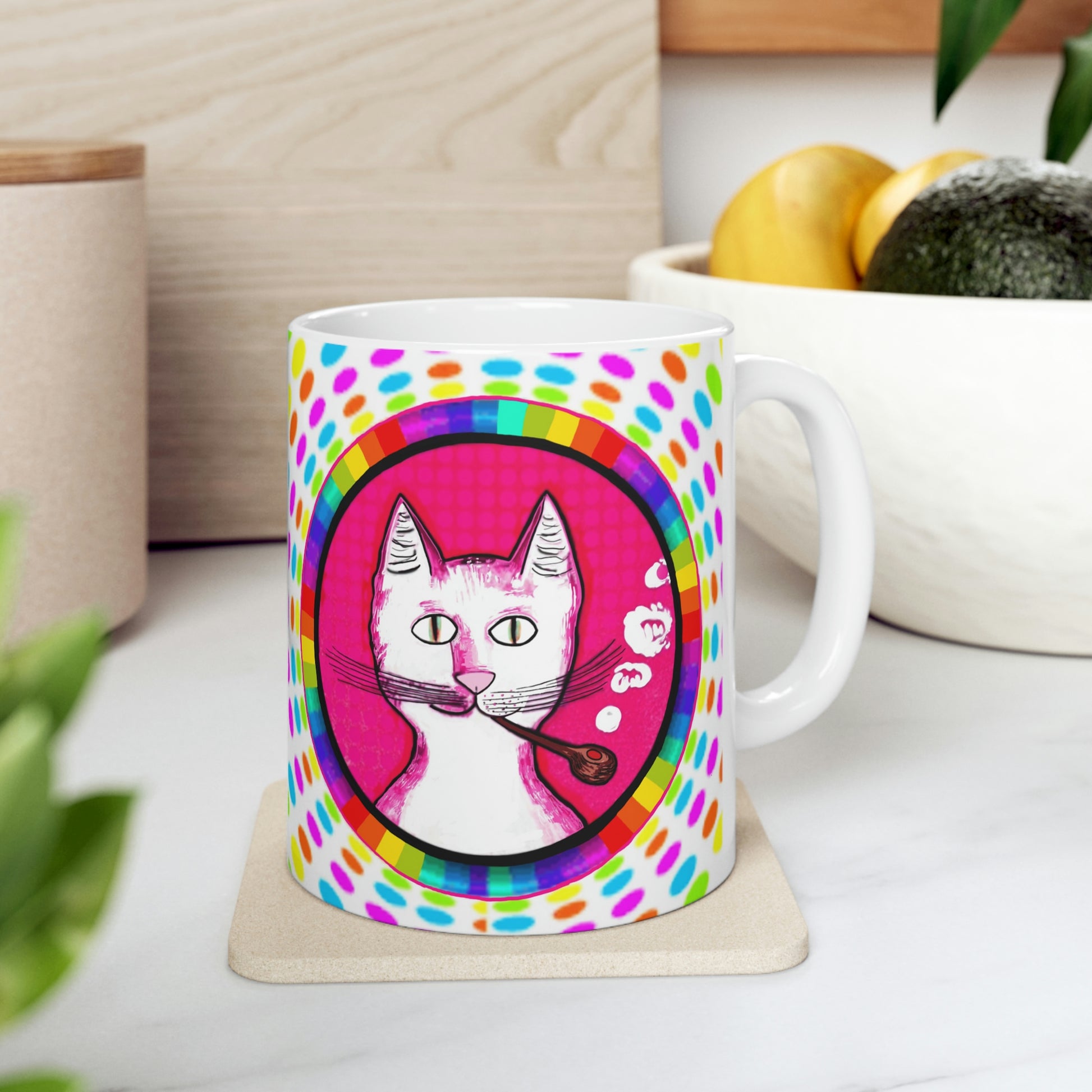 Trippy Happy Gentleman's Cat - Mug - Arjuna Rigby Art and Lifestyle Store