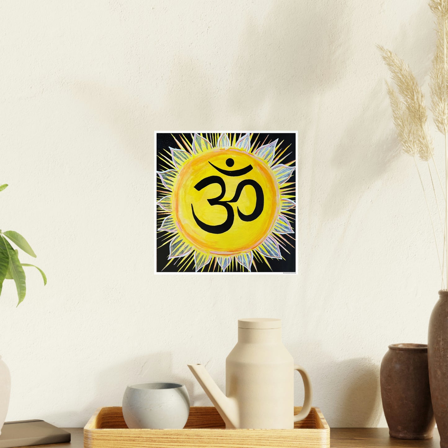 Sunburst AUM on Black Background - Print - Arjuna Rigby Art and Lifestyle Store