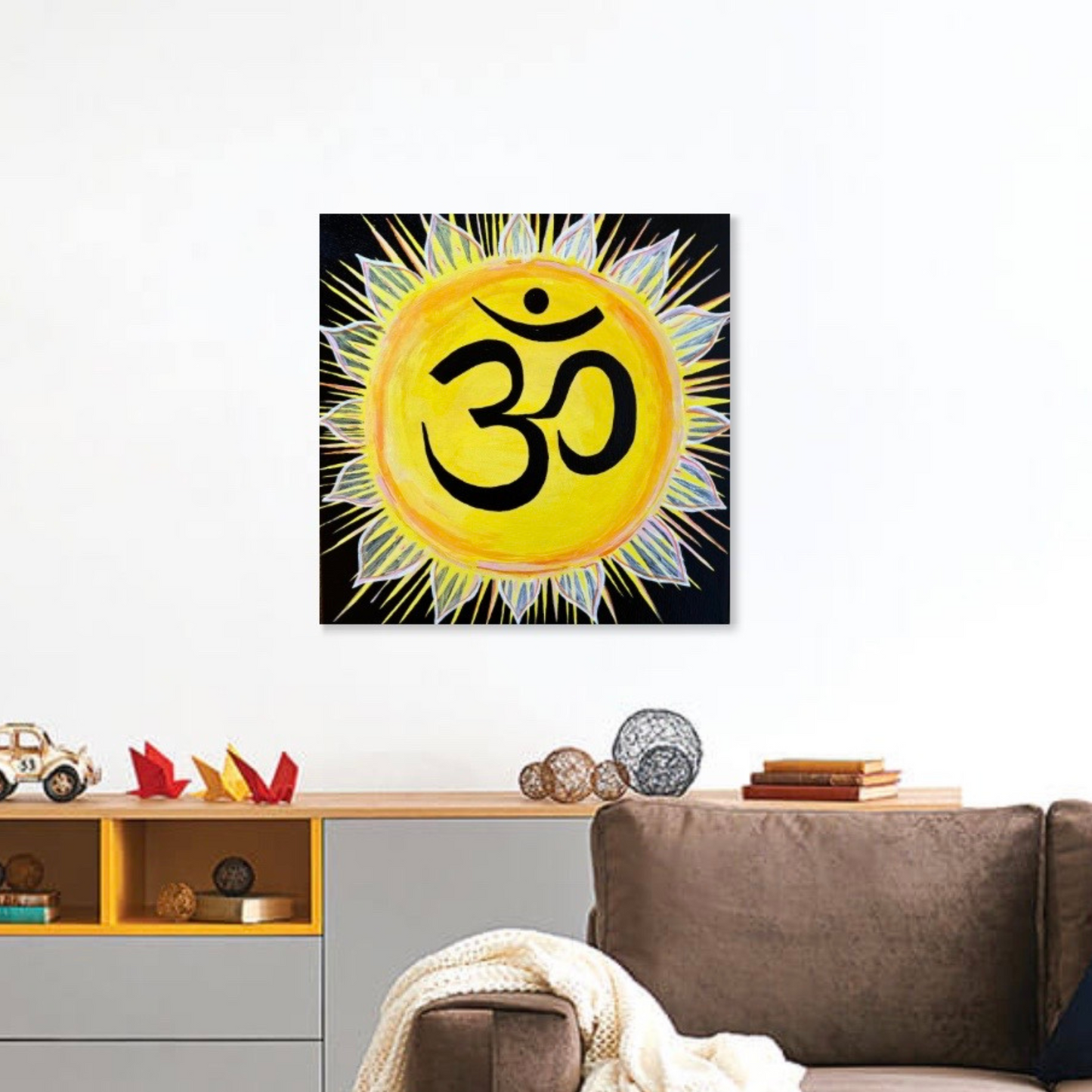 Sunburst AUM on Black Background - Print - Arjuna Rigby Art and Lifestyle Store