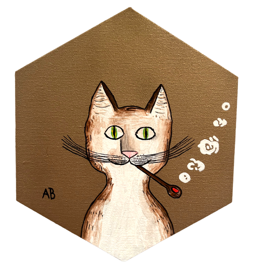 Gentleman's Cat - hexagon canvas - Arjuna Rigby Art and Lifestyle Store