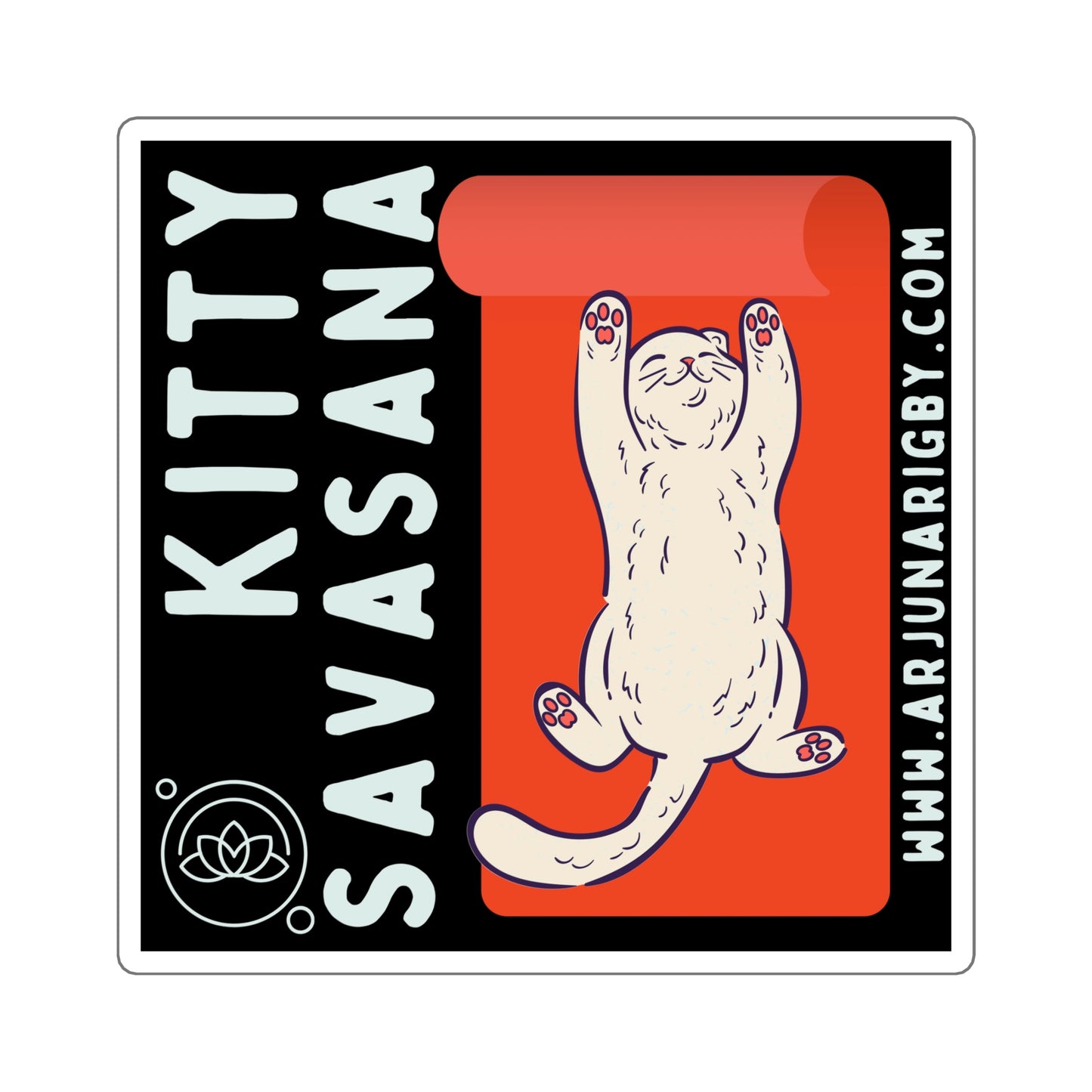 Kitty Savasana Sticker - Arjuna Rigby Art and Lifestyle Store