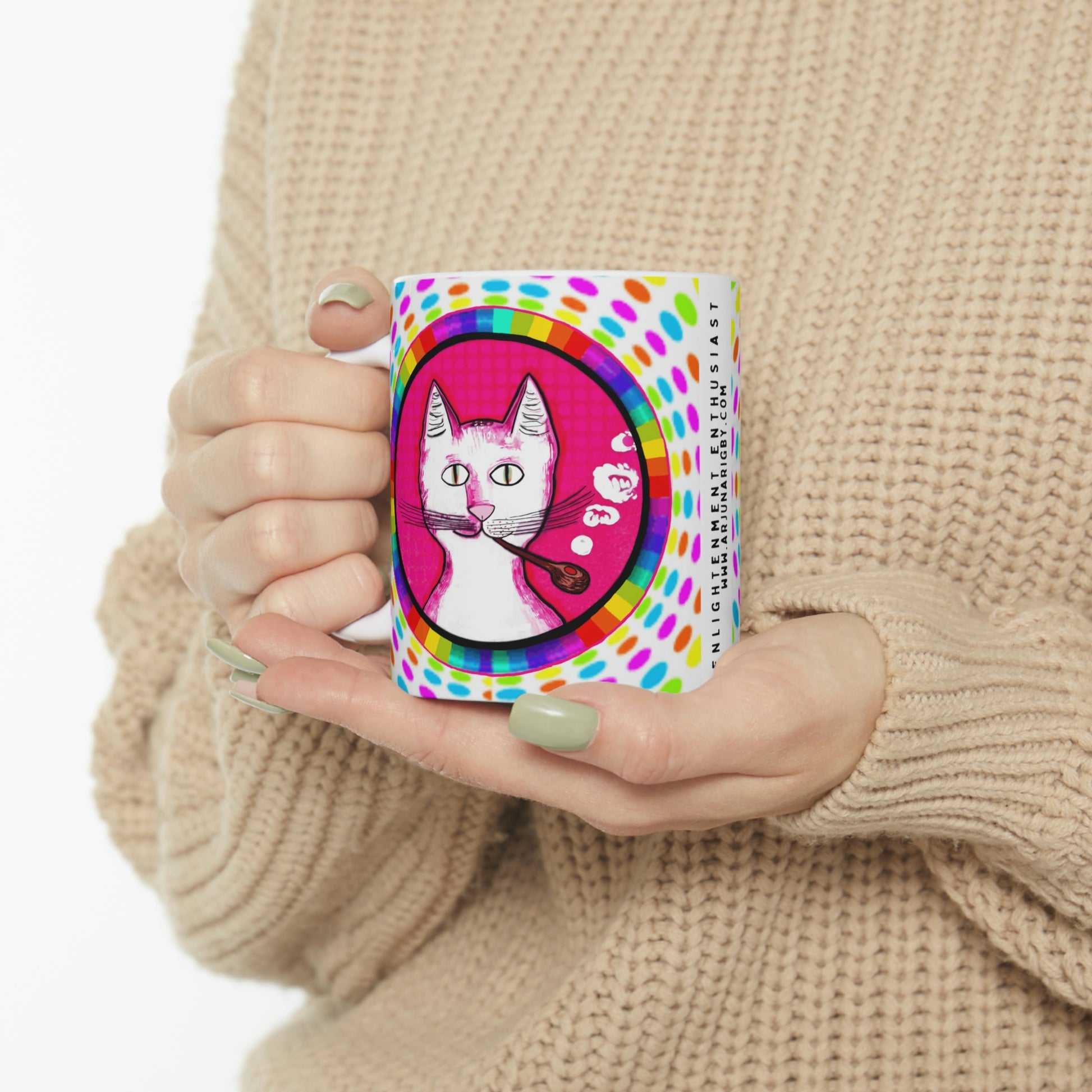 Trippy Happy Gentleman's Cat - Mug - Arjuna Rigby Art and Lifestyle Store