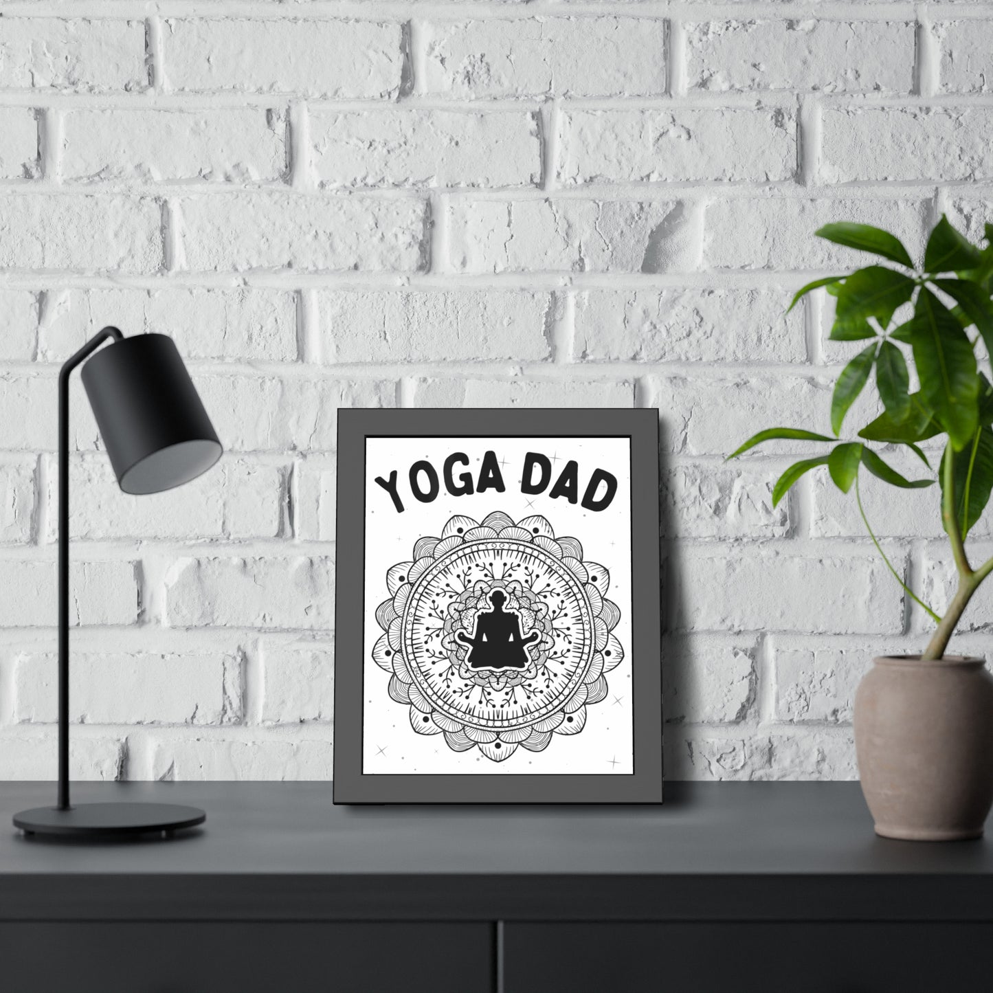 Yoga Dad Framed Fine Art Poster white background - Arjuna Rigby Art and Lifestyle Store
