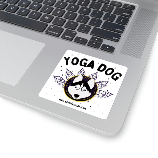 Yoga Dog (White) Sticker - Arjuna Rigby Art and Lifestyle Store