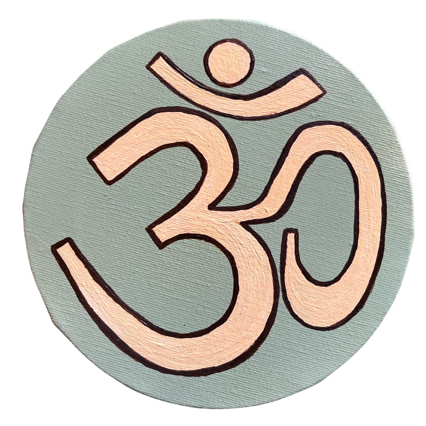Small Hand Painted OM symbol Circle - Neutral Colors - Arjuna Rigby Art and Lifestyle Store