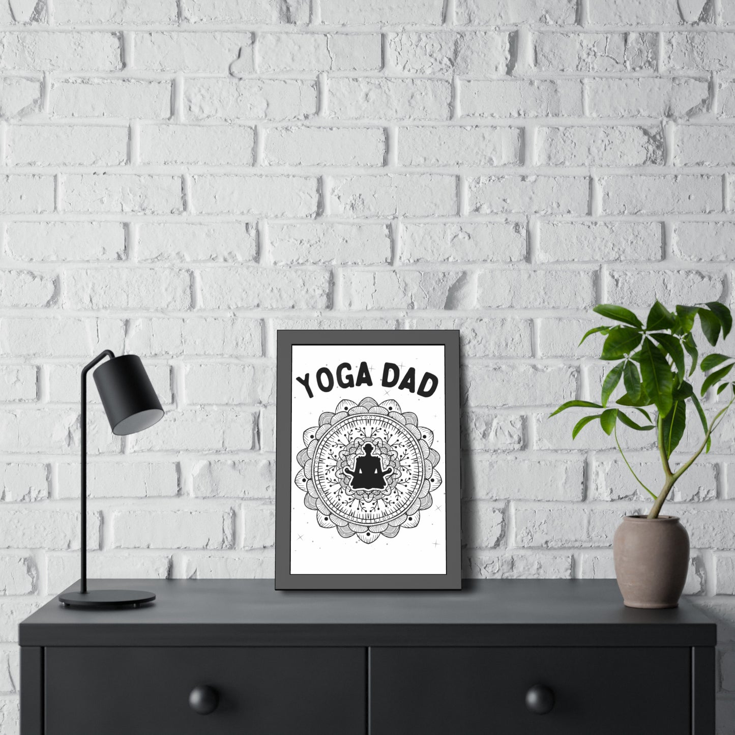 Yoga Dad Framed Fine Art Poster white background - Arjuna Rigby Art and Lifestyle Store