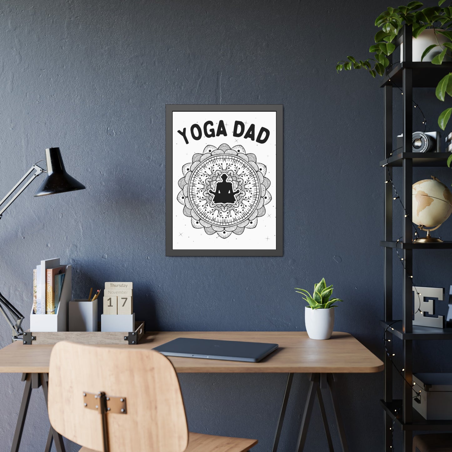 Yoga Dad Framed Fine Art Poster white background - Arjuna Rigby Art and Lifestyle Store