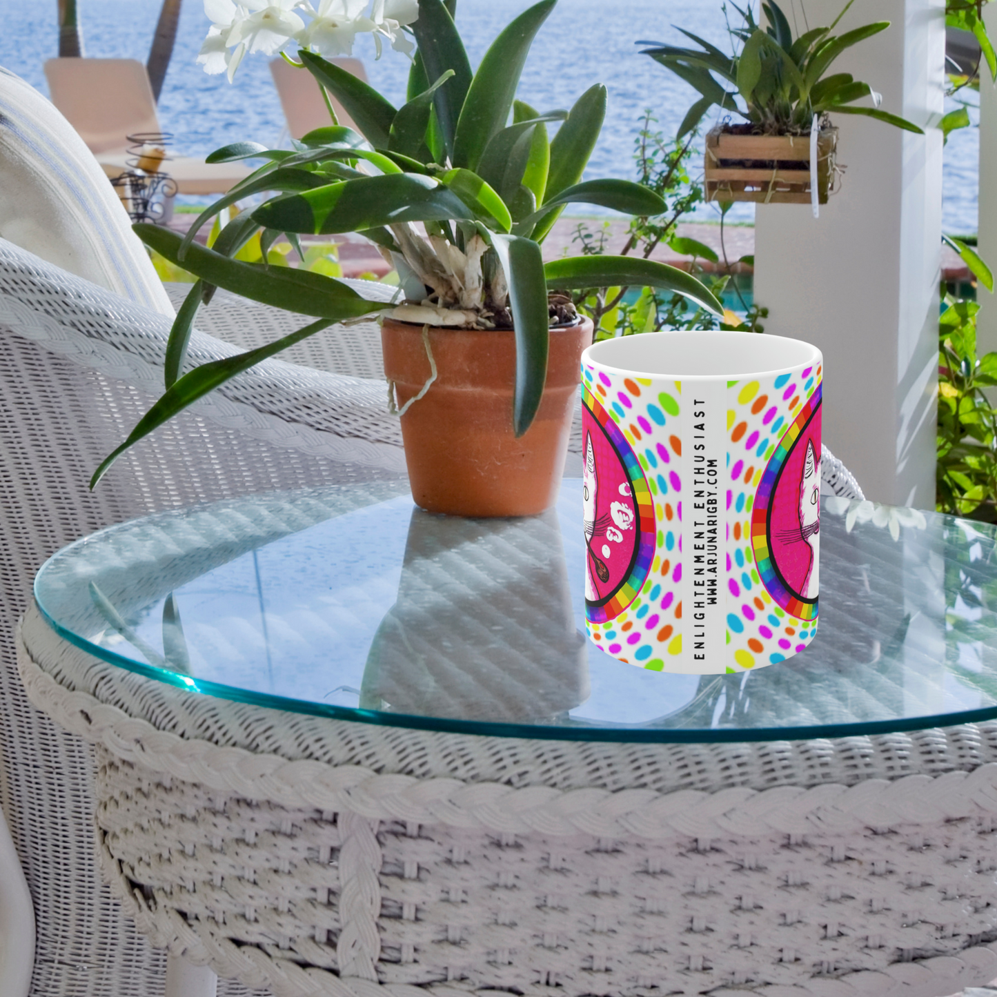 Trippy Happy Gentleman's Cat - Mug - Arjuna Rigby Art and Lifestyle Store