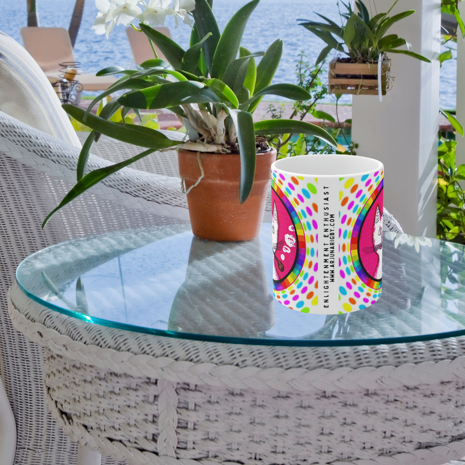 Trippy Happy Gentleman's Cat - Mug - Arjuna Rigby Art and Lifestyle Store