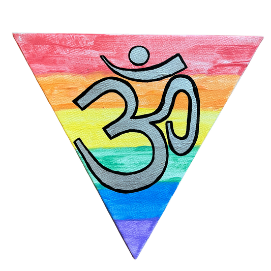 Pastel Rainbow Triangle with Silver OM - Arjuna Rigby Art and Lifestyle Store