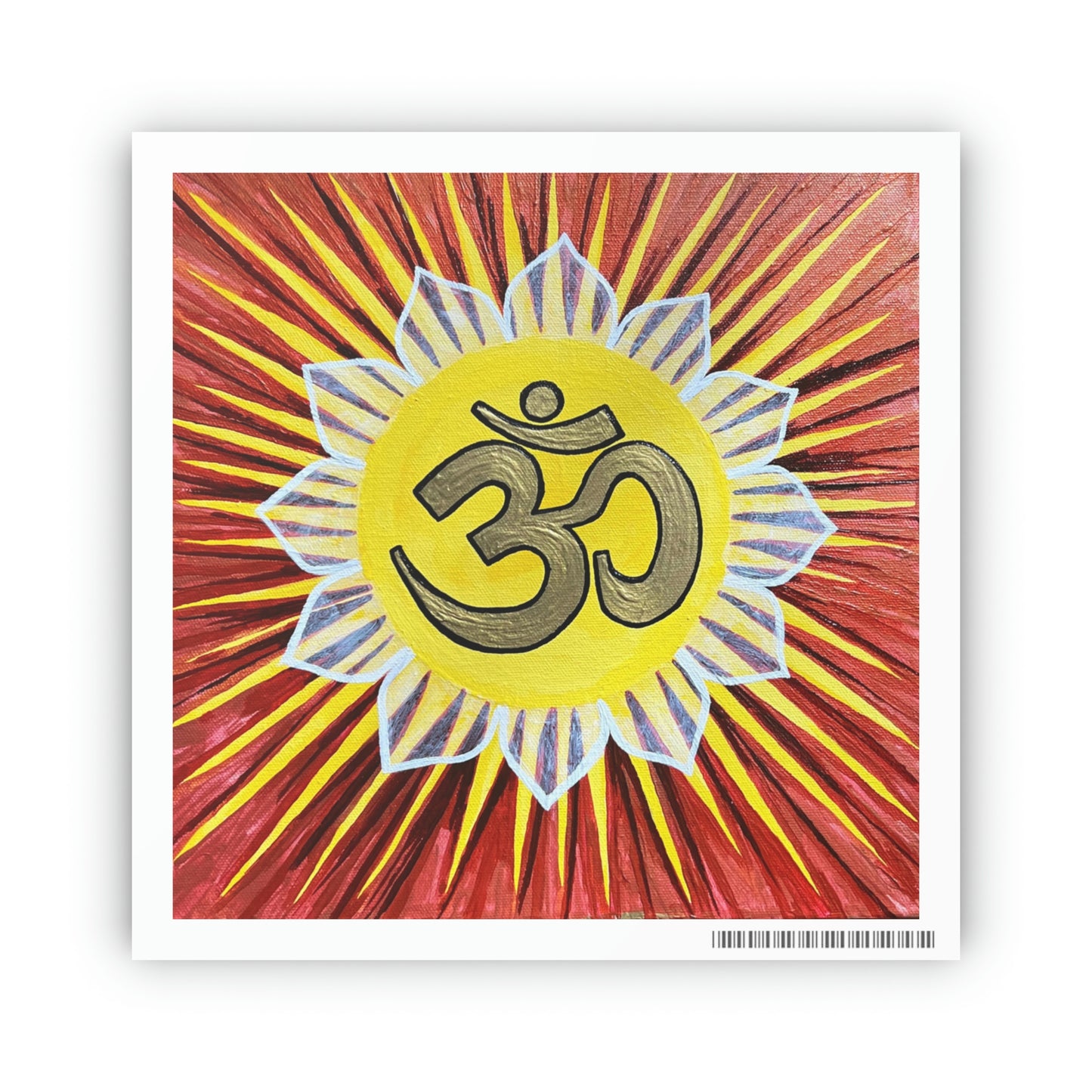 Sunburst AUM on Red Gold Background - Print - Arjuna Rigby Art and Lifestyle Store