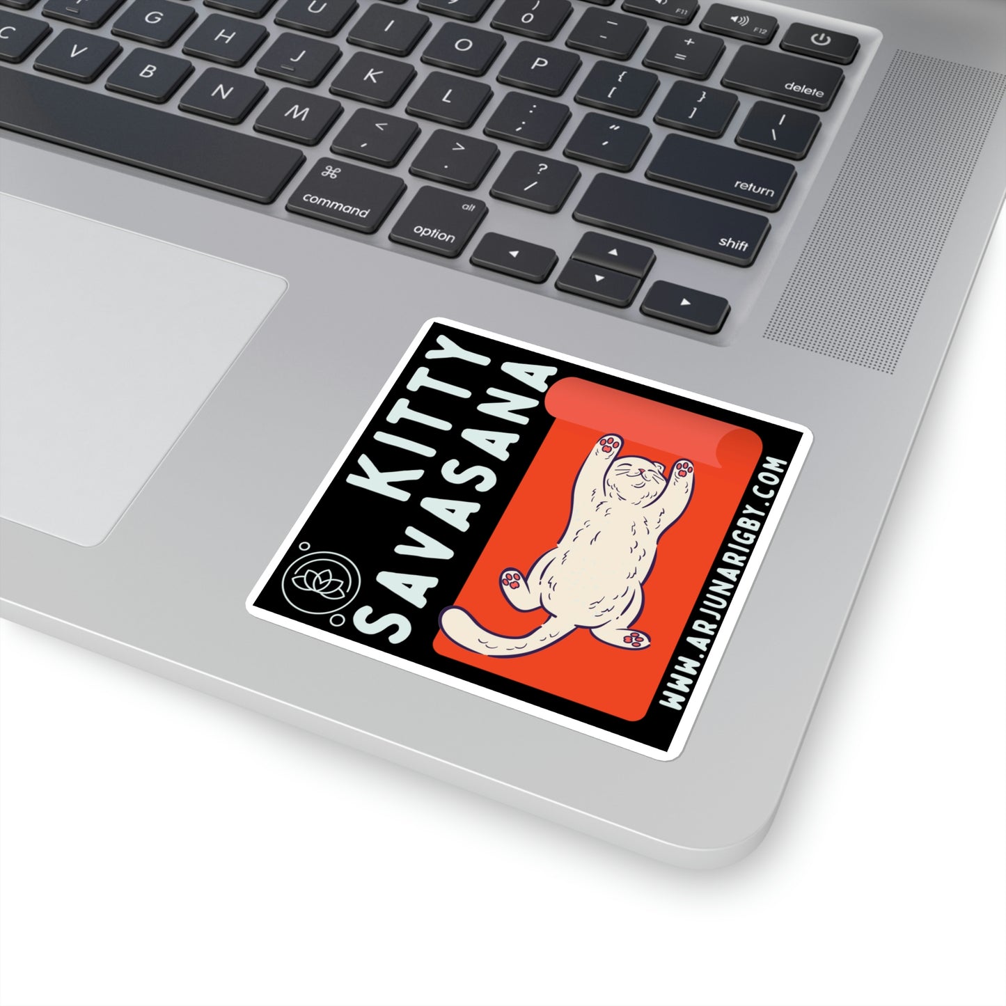 Kitty Savasana Sticker - Arjuna Rigby Art and Lifestyle Store