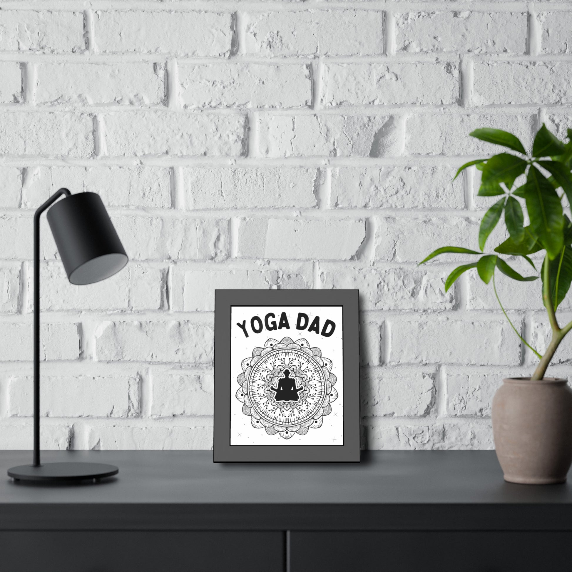 Yoga Dad Framed Fine Art Poster white background - Arjuna Rigby Art and Lifestyle Store