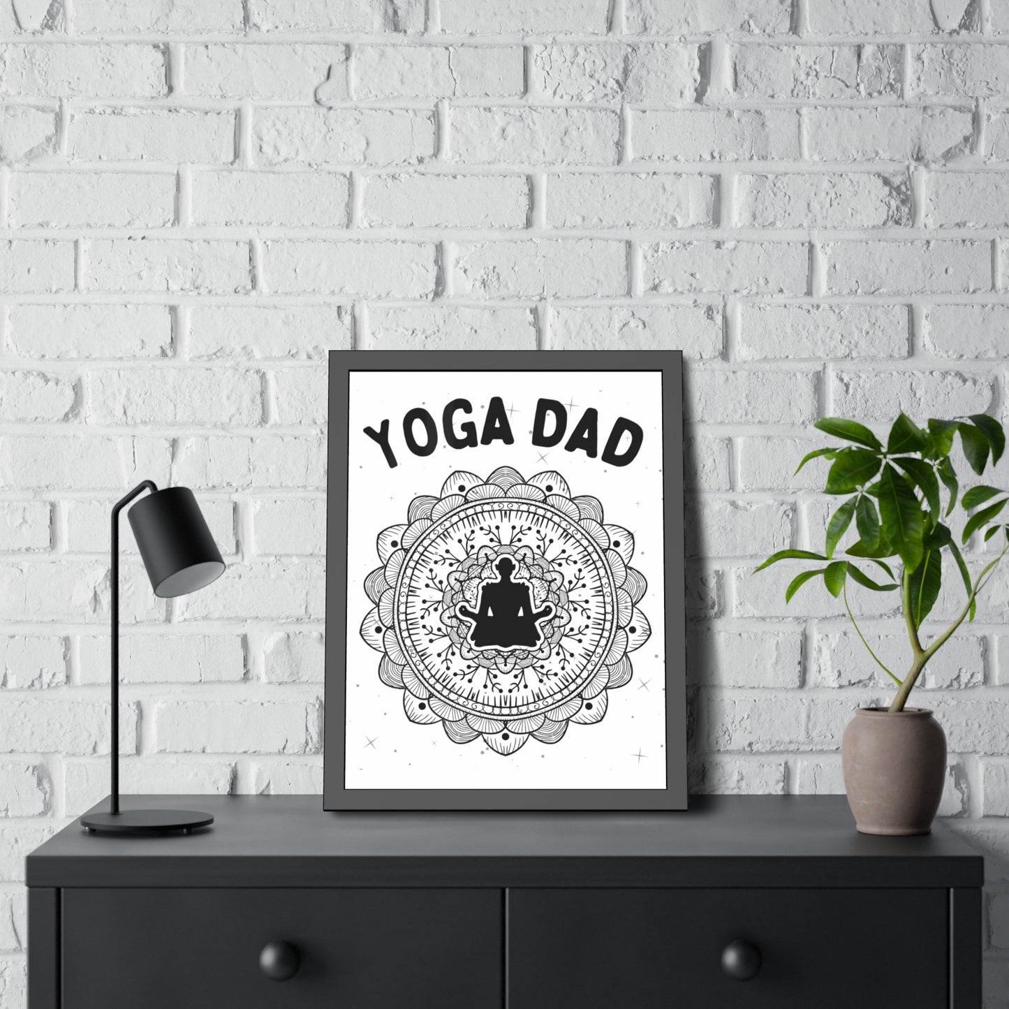 Yoga Dad Framed Fine Art Poster white background - Arjuna Rigby Art and Lifestyle Store