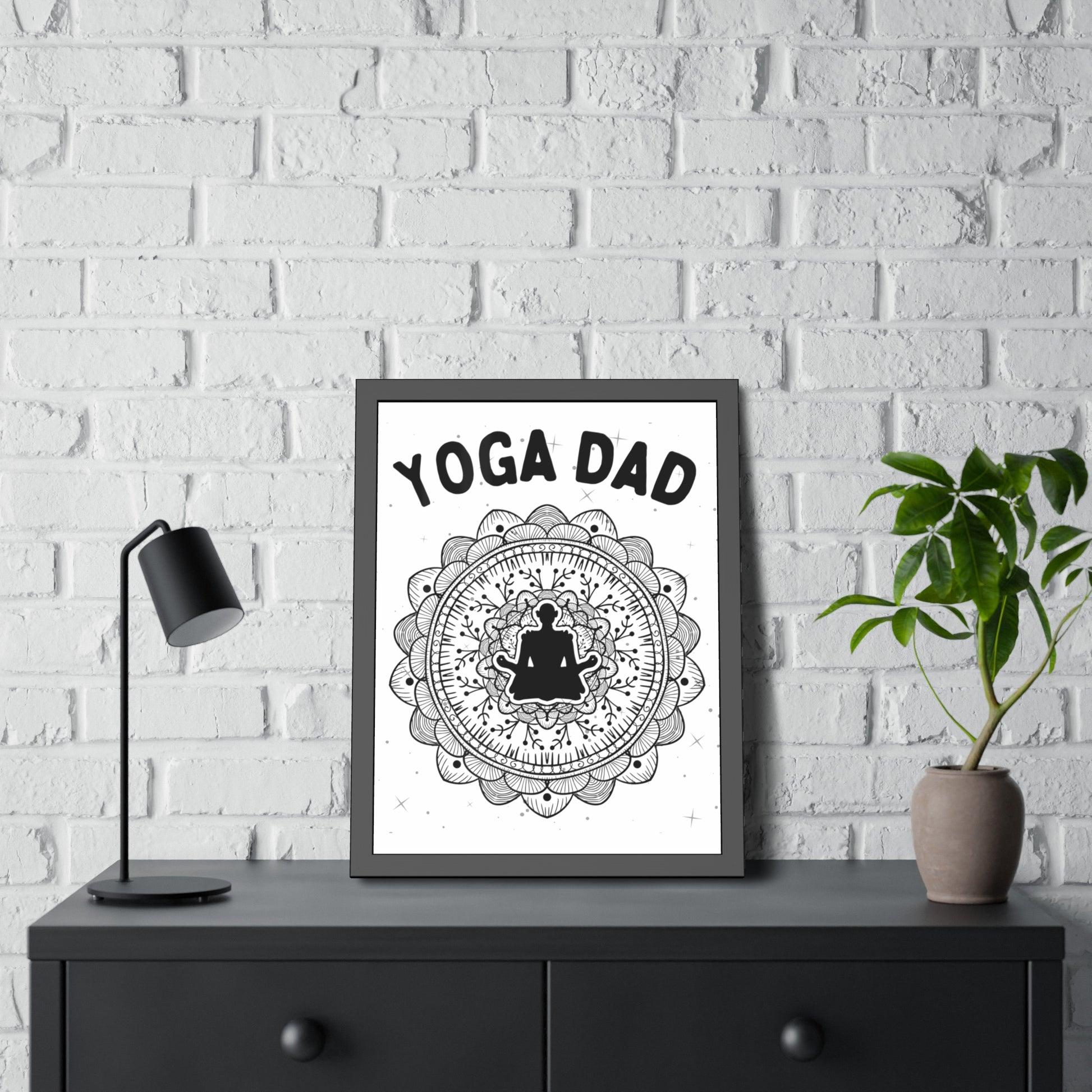 Yoga Dad Framed Fine Art Poster white background - Arjuna Rigby Art and Lifestyle Store