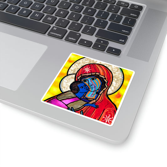 Madonna & Child Sticker (Orange Robes) - Arjuna Rigby Art and Lifestyle Store