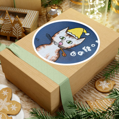 Gentleman's Cat with Yellow Winter Hat Sticker