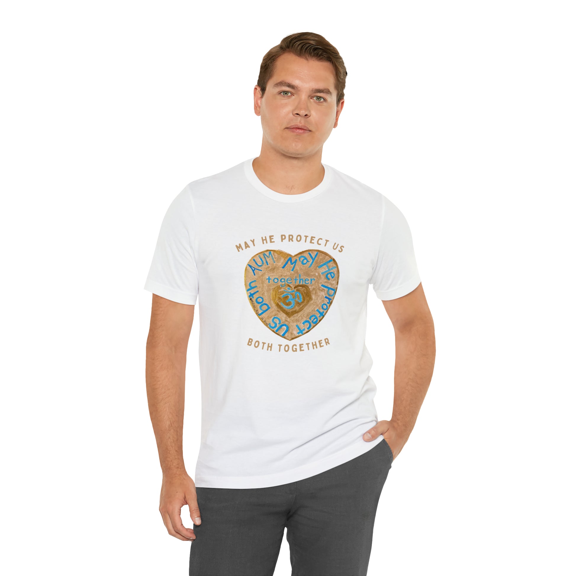 AUM May He Protect Us Both Together T-Shirt - Arjuna Rigby Art and Lifestyle Store