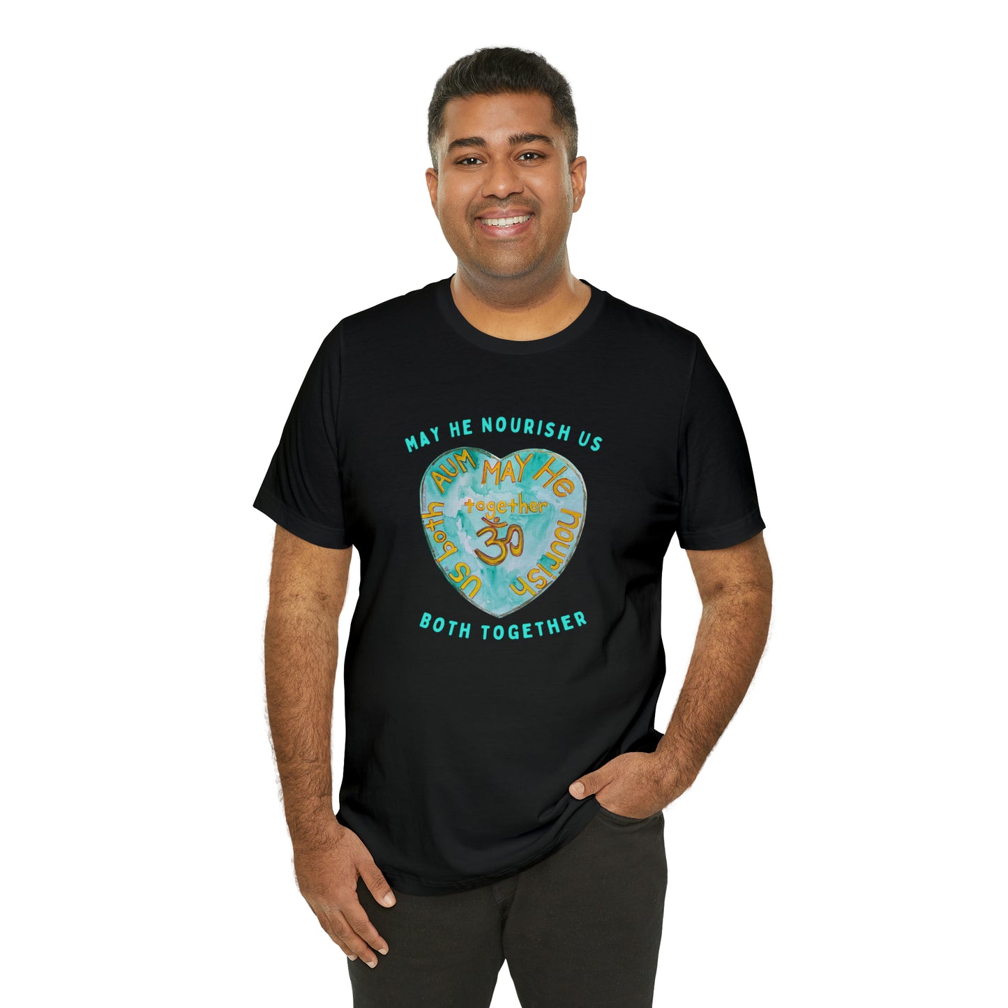 AUM May He Nourish Us Both Together T-Shirt - Arjuna Rigby Art and Lifestyle Store