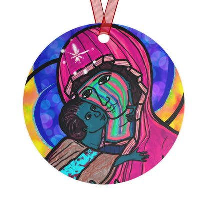 Madonna & Child (Pink Robes) metal ornament