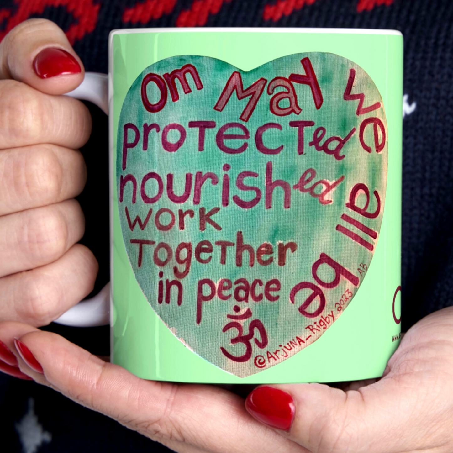 Om May We All Be Protected - Mug - Arjuna Rigby Art and Lifestyle Store