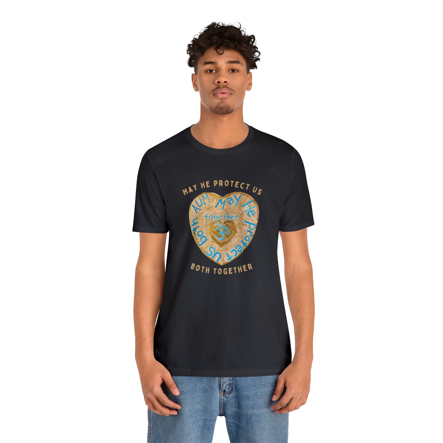 AUM May He Protect Us Both Together T-Shirt - Arjuna Rigby Art and Lifestyle Store