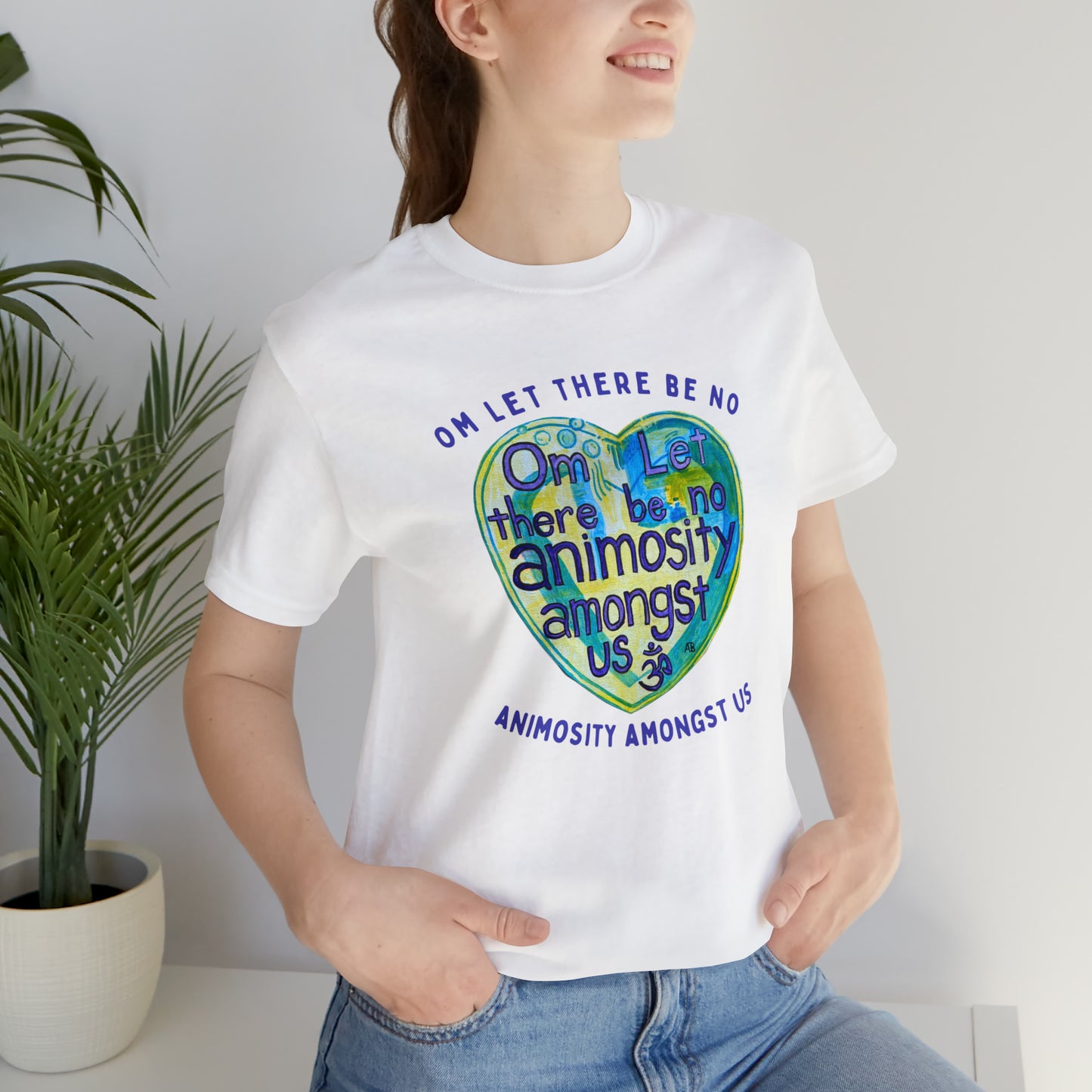 Om Let There Be No Animosity Amongst Us T-Shirt - Arjuna Rigby Art and Lifestyle Store