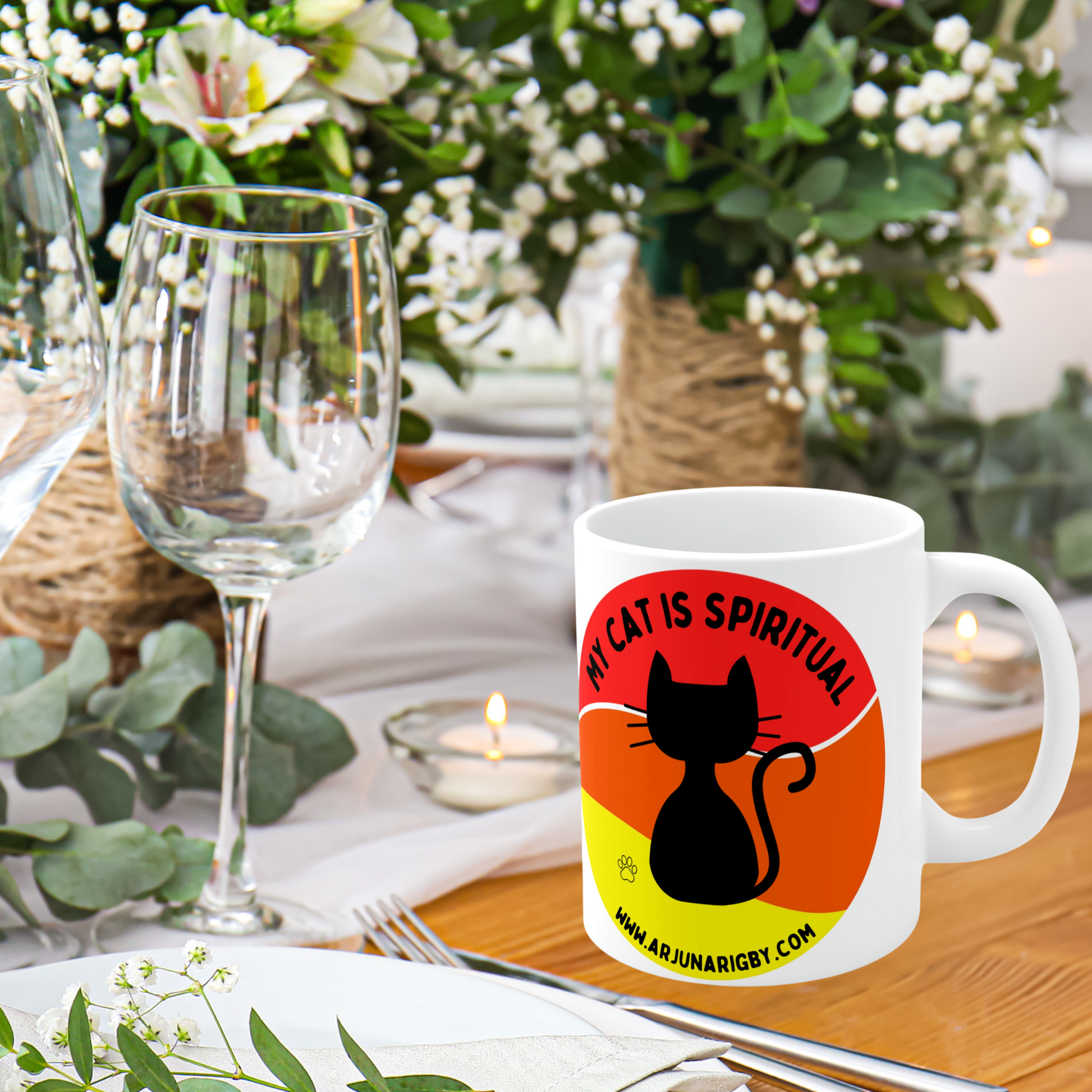 My Cat is Spiritual - Mug - Arjuna Rigby Art and Lifestyle Store