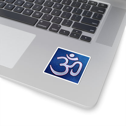 Pink & Silver OM on Metallic Blue Sticker - Arjuna Rigby Art and Lifestyle Store