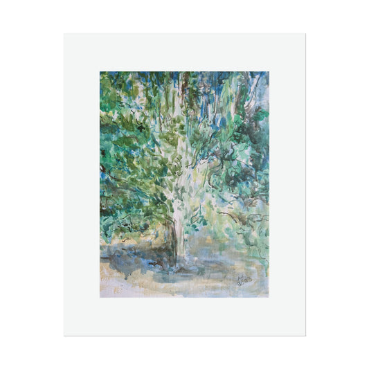 Pear Tree in Autumn Mist Rolled Fine Art Print