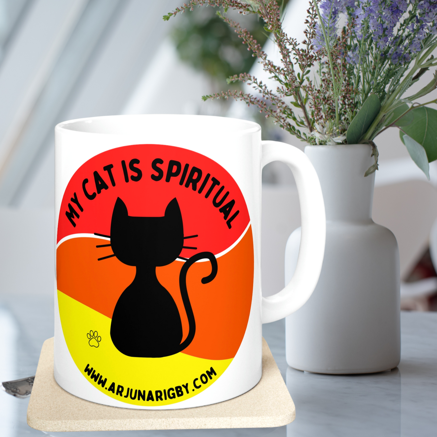 My Cat is Spiritual - Mug - Arjuna Rigby Art and Lifestyle Store